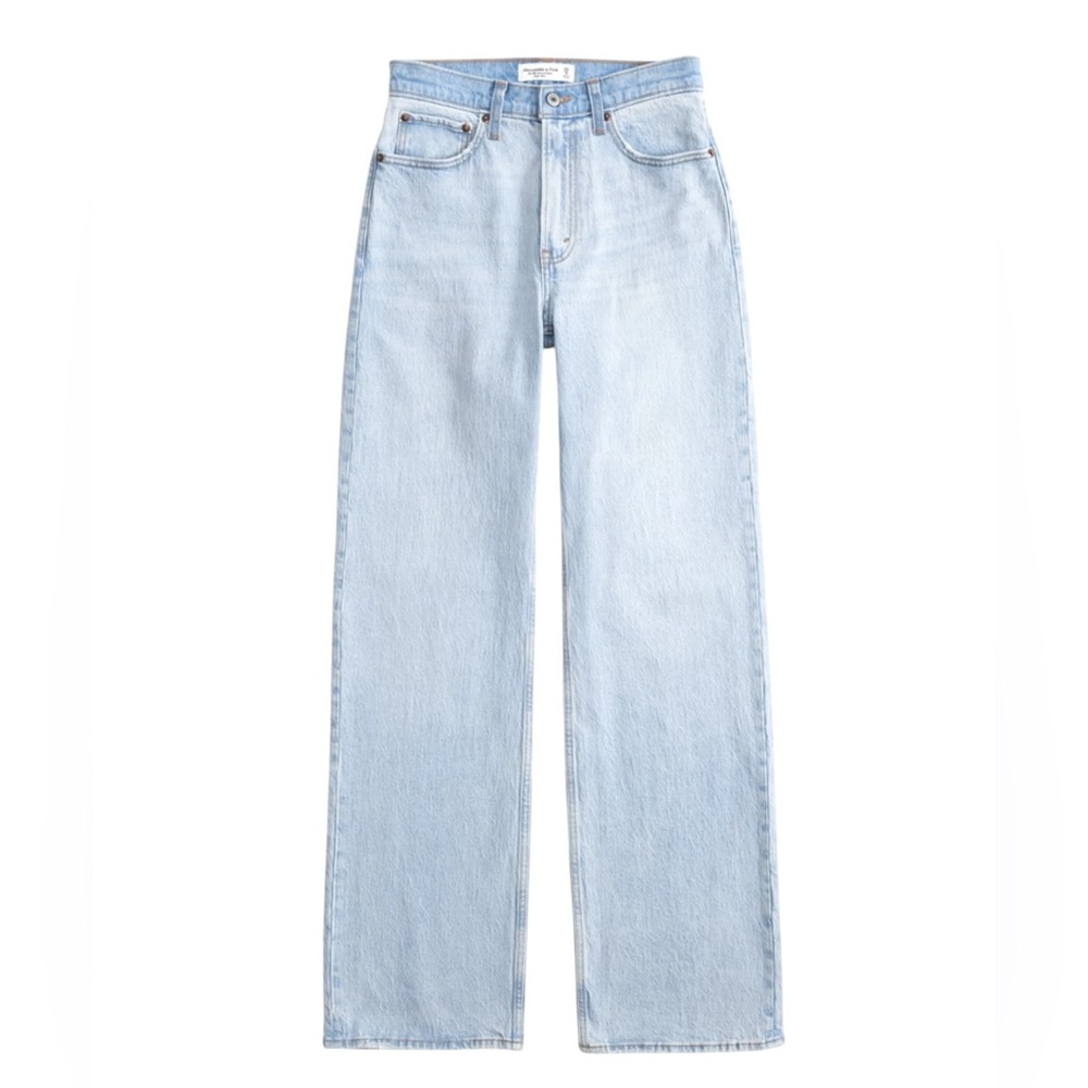 NWT A&F Vintage Comfort Stretch High Rise 90s Relaxed Light Wash Tonal Waist